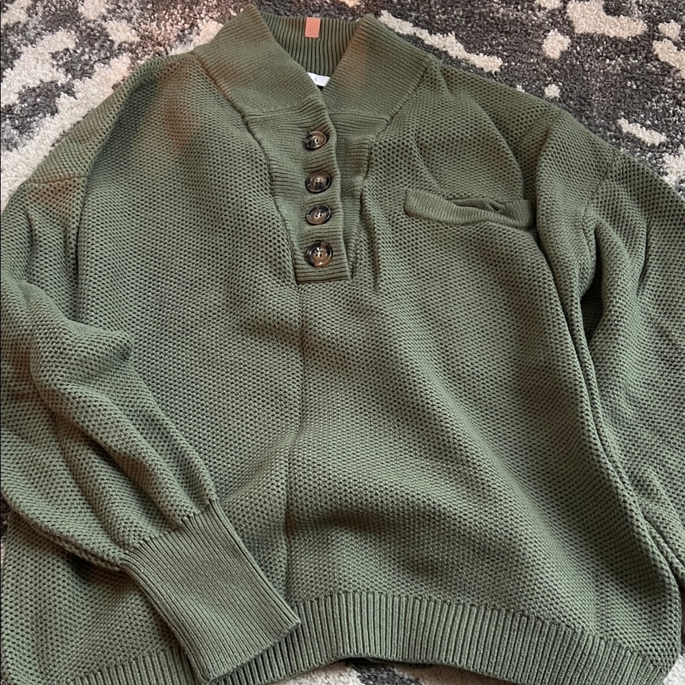Lunya Henley Sweater Size M Green